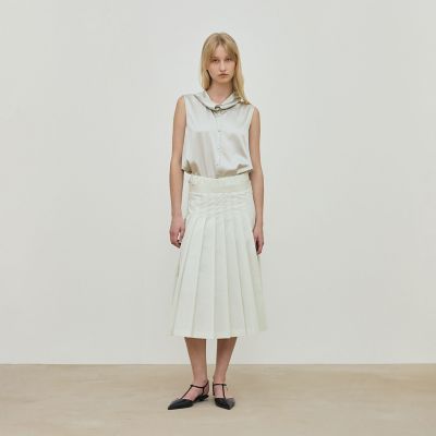 シルクストレッチサテン スカーフネックブラウス | maison