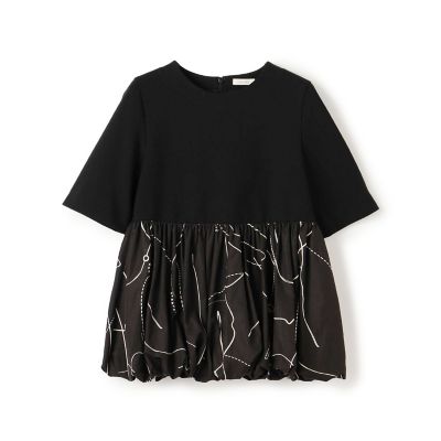 【送料無料】maison TOMORROWLAND/メゾン トゥモローランド コードステッチプリント コンビバルーンプルオーバー 18ブラックケイ トップス【三越伊勢丹/公式】