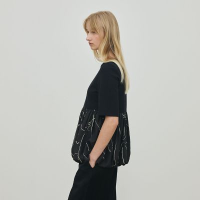 コードステッチプリント コンビバルーンプルオーバー | maison