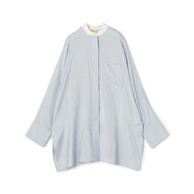 ＜maison TOMORROWLAND＞【予約商品９月中旬以降順次お届け】シルクストライプ　バンドカラーシャツ