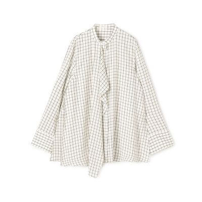 ＜maison TOMORROWLAND＞プレイドセルロースツイル　フロンドレープシャツ