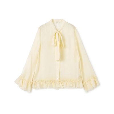 ＜maison TOMORROWLAND＞ムービングシャドウ　ジャカード　ボウタイフリルシャツ