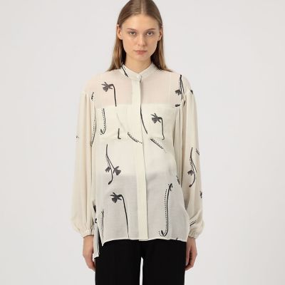 シングルフラワープリント チュニックブラウス | maison