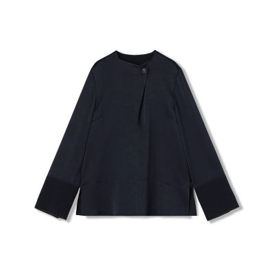 ＜maison TOMORROWLAND＞【予約商品１０月下旬以降順次お届け】サテンジョーゼット　オープンカラーブラウス