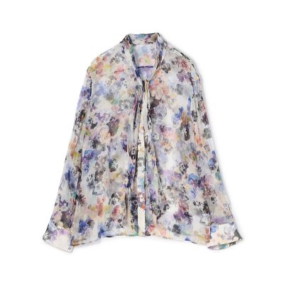 ＜maison TOMORROWLAND＞ブルームスケーププリント　ボウタイナローブラウス