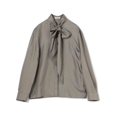 ＜maison TOMORROWLAND＞レーヨンマイクロハウンドトゥース　ボウタイドレスブラウス