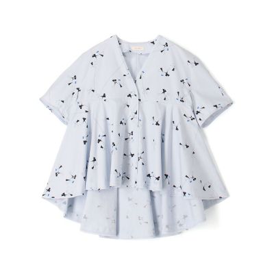 トライアングルクロスプリント フレアテールブラウス | maison