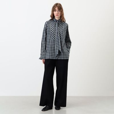 シルクポリエステルツイルチェック タイブザムシャツ | maison