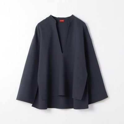 ウールダブルフェイス　キーネックプルオーバー