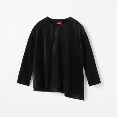 リキッドコーデュロイ　アシンメトリークルーネックプルオーバー