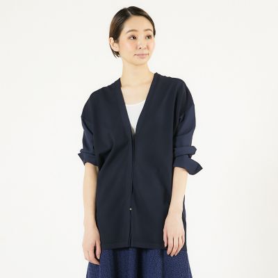 ファブリックコンビ　Ｖネックカーディガン
