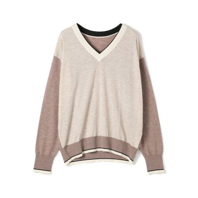 ウーステッドウールシルク　Ｖネックプルオーバー