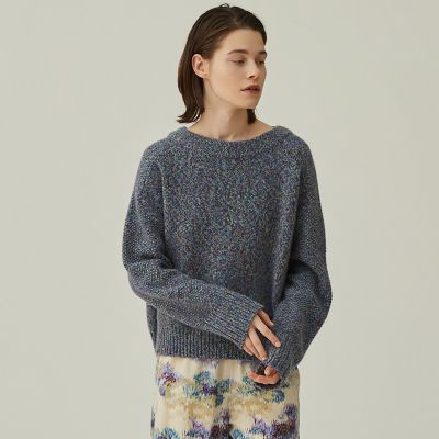 ウールカシミヤムリネ　ボートネックプルオーバー