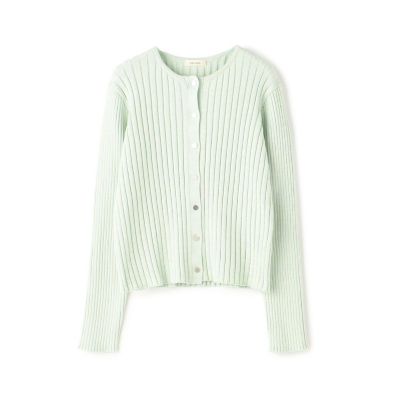 コットンシルクリブ　クルーネックカーディガン
