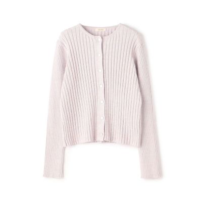 コットンシルクリブ　クルーネックカーディガン