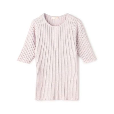 コットンシルクリブ　クルーネックプルオーバー