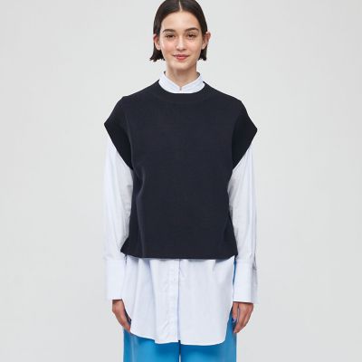 ウールポリエステル　クルーネックベスト