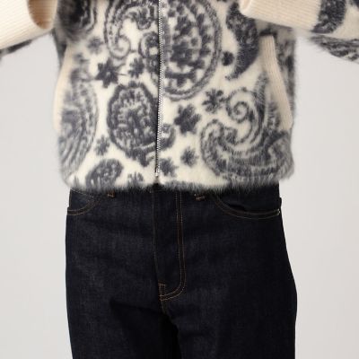 フォックスカシミヤペイズリージャカード ジップアップブルゾン