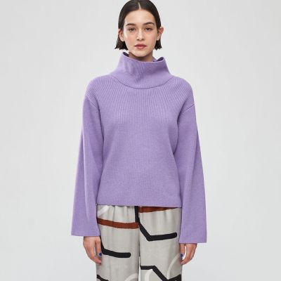 セミウーステッドウール　ハイネックプルオーバー