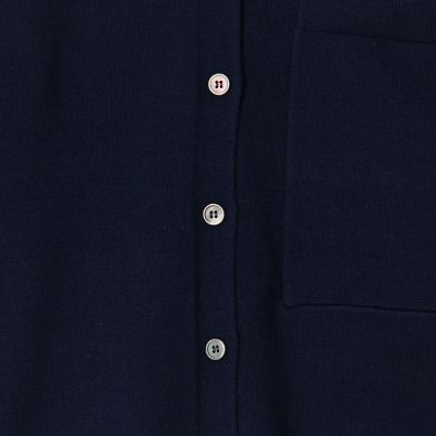 ウーステッドウール　クルーネックカーディガン