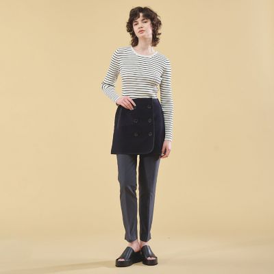 コットンアセテートリブ　クルーネックプルオーバー