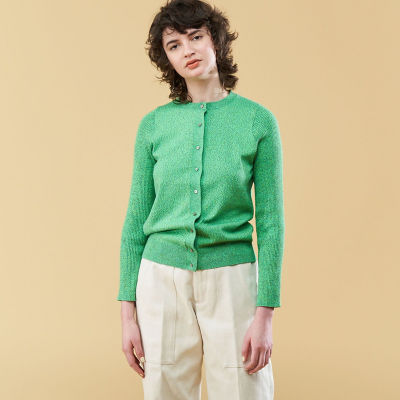 コットンミックスムリネ クルーネックカーディガン | maison