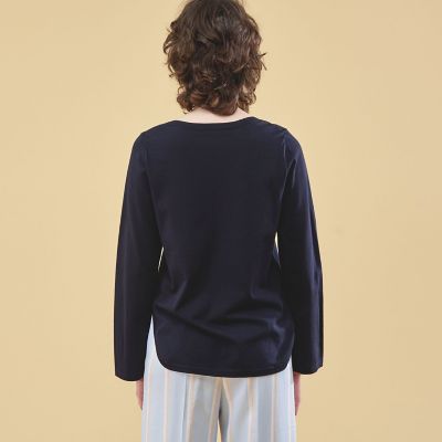 コンパクトコットン　ボートネックプルオーバー