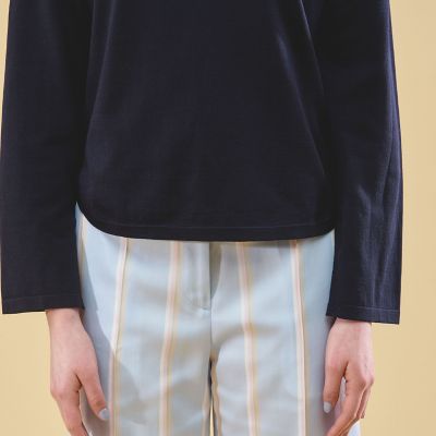 コンパクトコットン　ボートネックプルオーバー