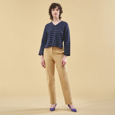 コットンアセテートミラノリブ　Ｖネックプルオーバー