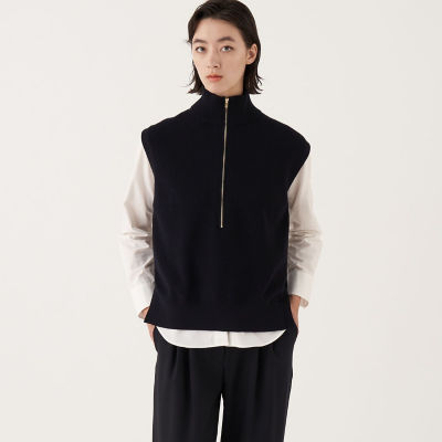ウールポリエステル ハーフジップベスト | maison TOMORROWLAND/メゾン