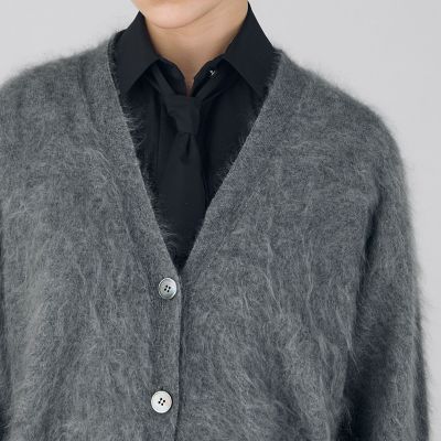 カシミヤ ファー カーディガン Vネック PRE カシミヤファーVネックカーディガン
