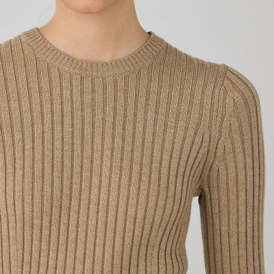 ウールベーシックリブ　クルーネックプルオーバー