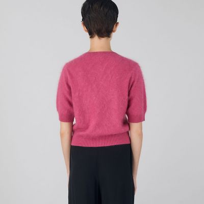 ピュアカシミヤファー　ハーフスリーブカーディガン