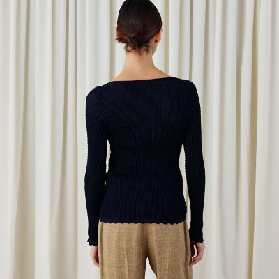 新品タグ付き！DES PRESコットンアセテートリブ ボートネックカーディガン コットンアセテートリブ ボートネックカーディガン | maison