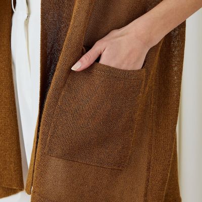 コットンシルクペーパーツイスト　ラペルカラーカーディガン
