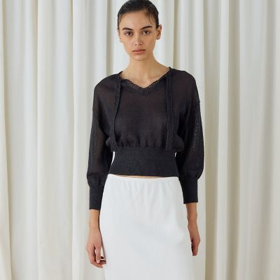 コットンシルクペーパーツイスト Vネックプルオーバー | maison