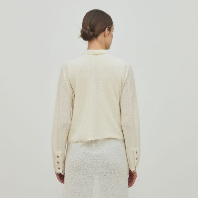 ジャケット・アウター OPEN SESAME CLUB tulle fur blouson 予約商品9月中旬以降順次お届け】カールヤーンニット