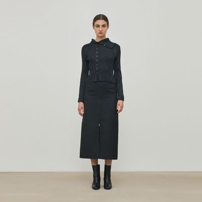 プレーティンググロッシーヤーン アシンメトリーカーディガン | maison