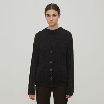 シルクループヤーン アイレット Vネックカーディガン | maison