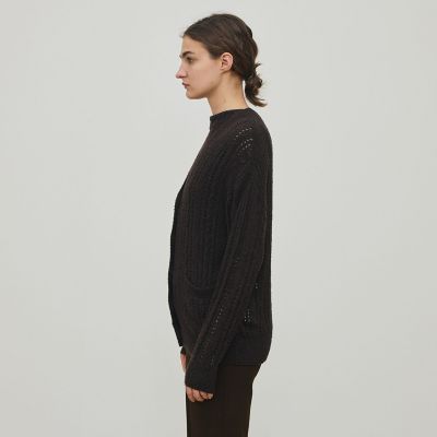 シルクループヤーン アイレット Vネックカーディガン | maison
