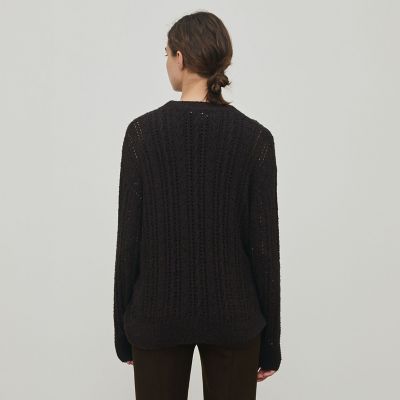 シルクループヤーン アイレット Vネックカーディガン | maison
