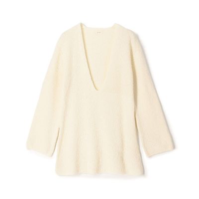 ＜maison TOMORROWLAND＞カールヤーンニット　Ｖネックチュニックプルオーバー