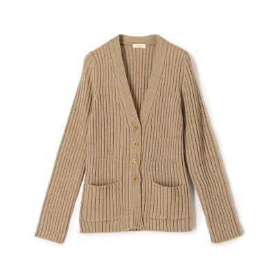 【送料無料】maison TOMORROWLAND/メゾン トゥモローランド ウールリブ Vネックカーディガン 44ベージュケイ トップス【三越伊勢丹/公式】