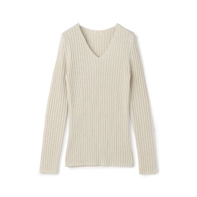 【送料無料】maison TOMORROWLAND/メゾン トゥモローランド ウールリブ Vネックプルオーバー 12ホワイトケイ トップス【三越伊勢丹/公式】