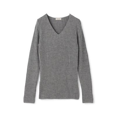 【送料無料】maison TOMORROWLAND/メゾン トゥモローランド ウールリブ Vネックプルオーバー 13ライトグレー トップス【三越伊勢丹/公式】