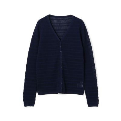 コットンポリエステルアセテートリブ Vネックカーディガン | maison