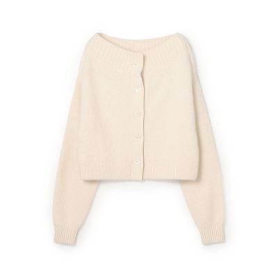 【予約商品１０月下旬以降順次お届け】フォックスカシミヤブレンド　オフショルダーカーディガン