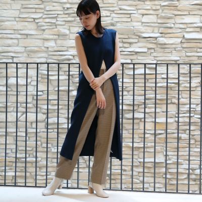 ウールポリエステルリブ　ロングジレ