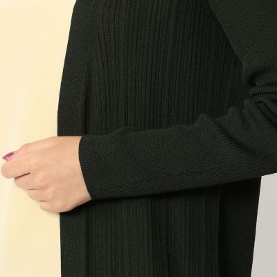 ポリエステルアセテートリブ　ロングカーディガン