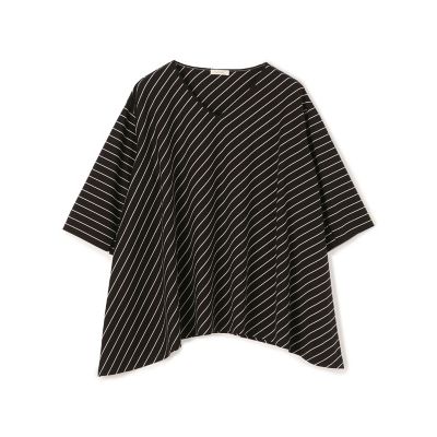 コットンスムースボーダー　Ｖネックプルオーバー